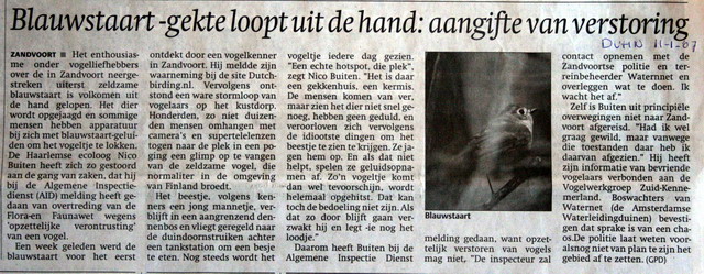 11 januari 2007, Blauwstaart, verstoring